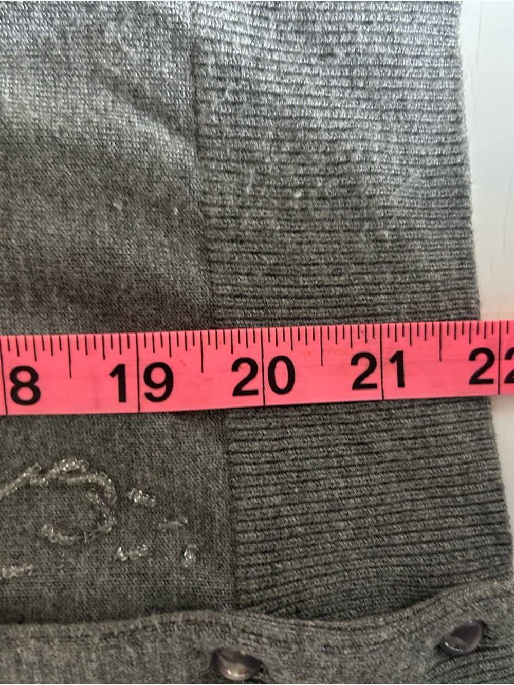Y2K Spense Large Gray Embroidered Beaded Button Front Cardigan - Picture 9 of 9